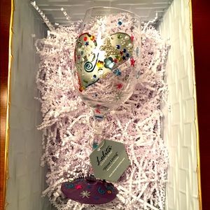 Lolita Love My Wine Hand-Painted Glass “Silver Lining”